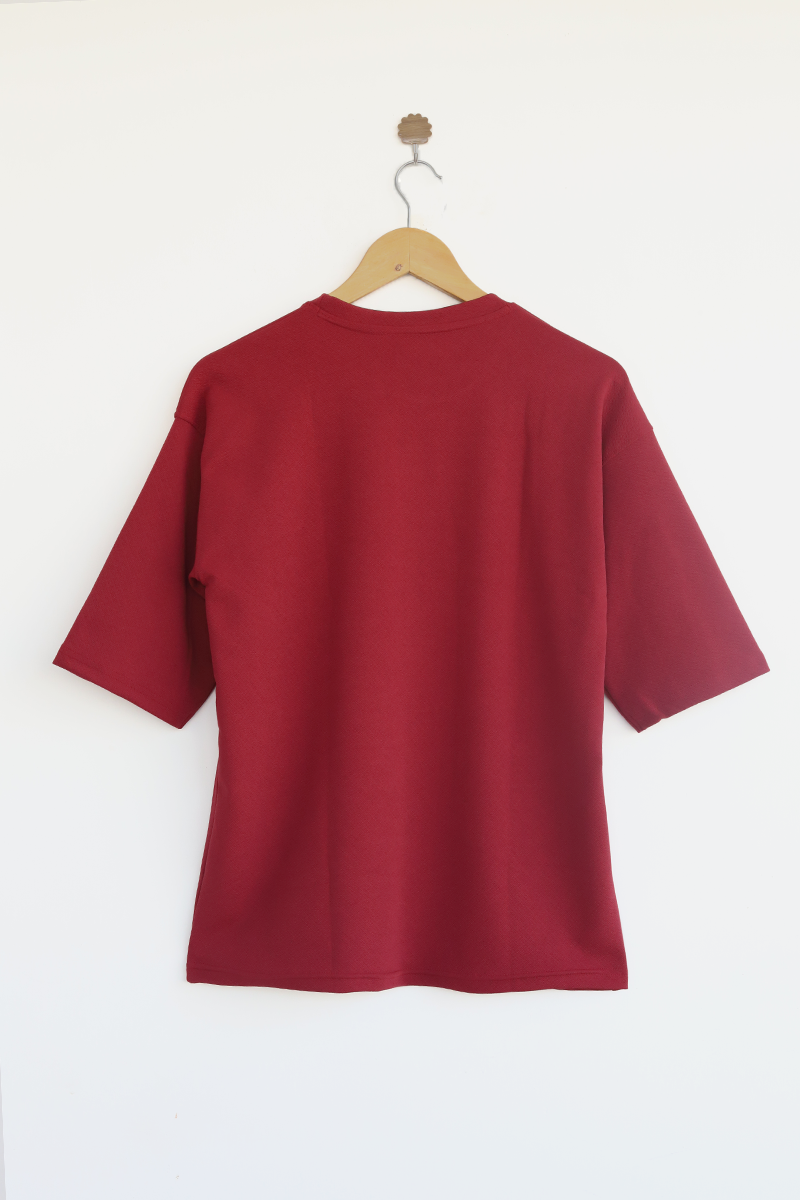 High Sleeve Oversized T Shirt (Red)